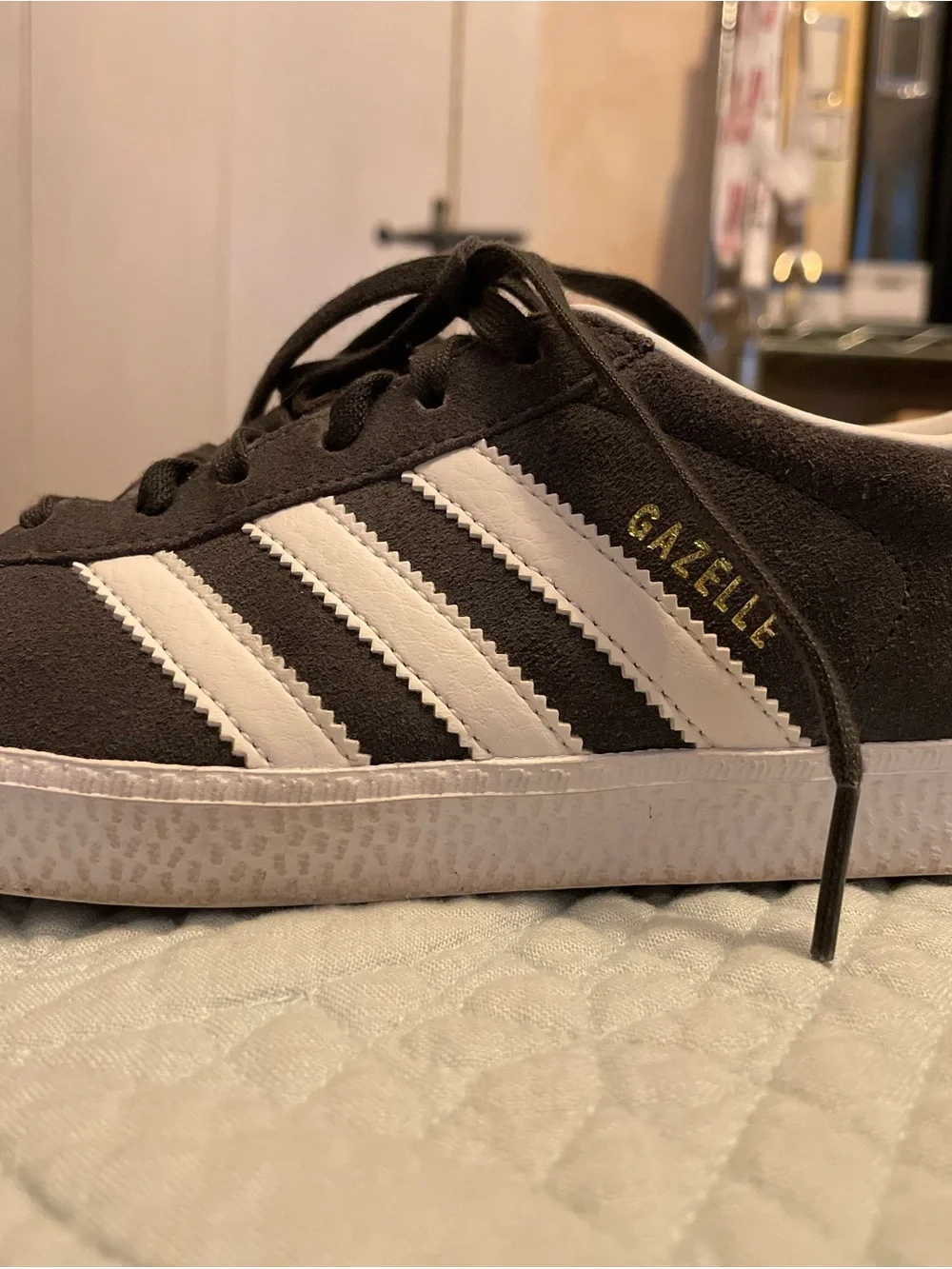 Adidas One-To-One Reissue of '91 Gazelle Black Suede Sneakers with White Stripes